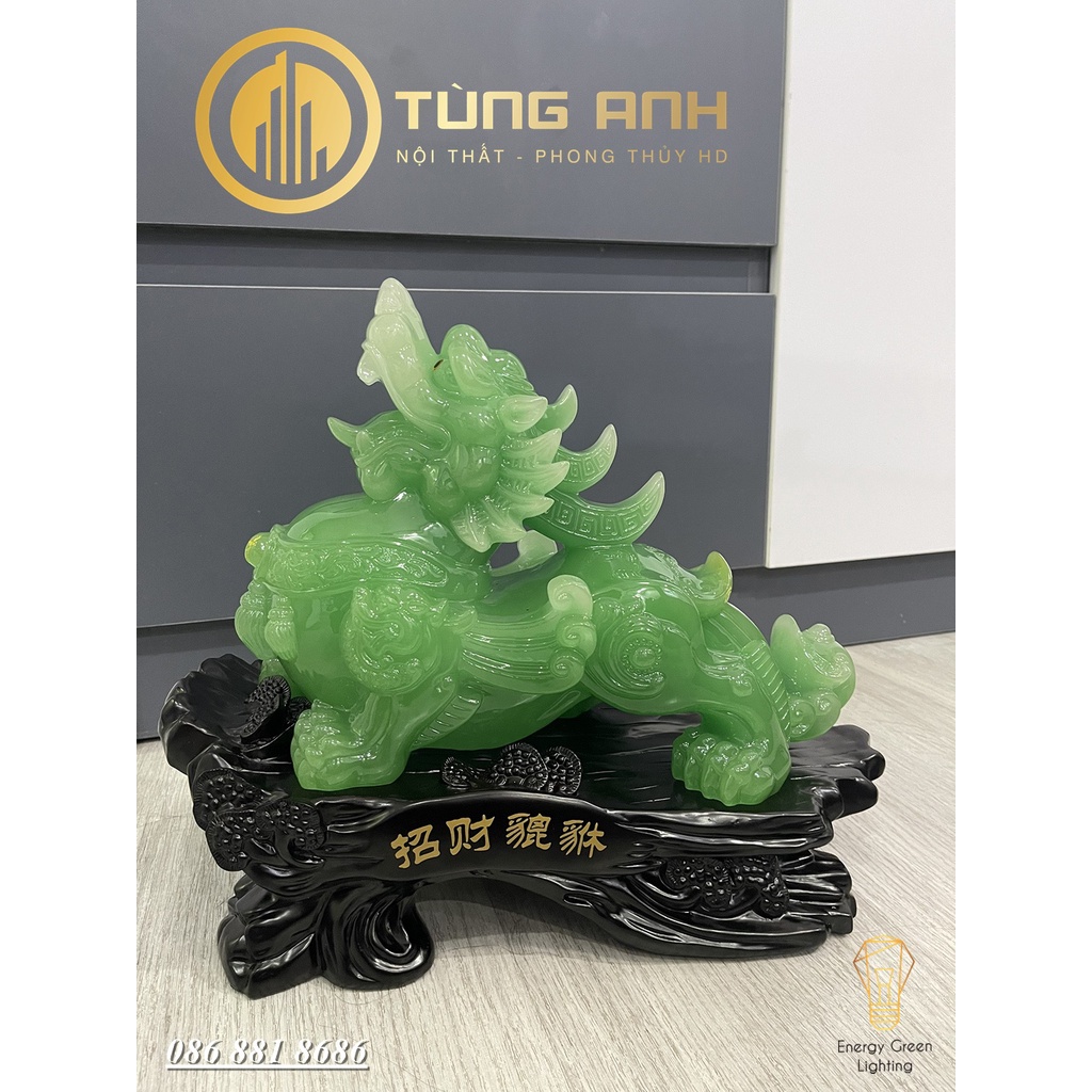Tượng Phong Thủy Decor Tỳ Hưu PT-36 Màu Xanh Ngọc - Chiêu Tài Tịch Tà -  Mang Lại May Mắn ,Phát Tài, Phát Lộc - BH 1 Năm