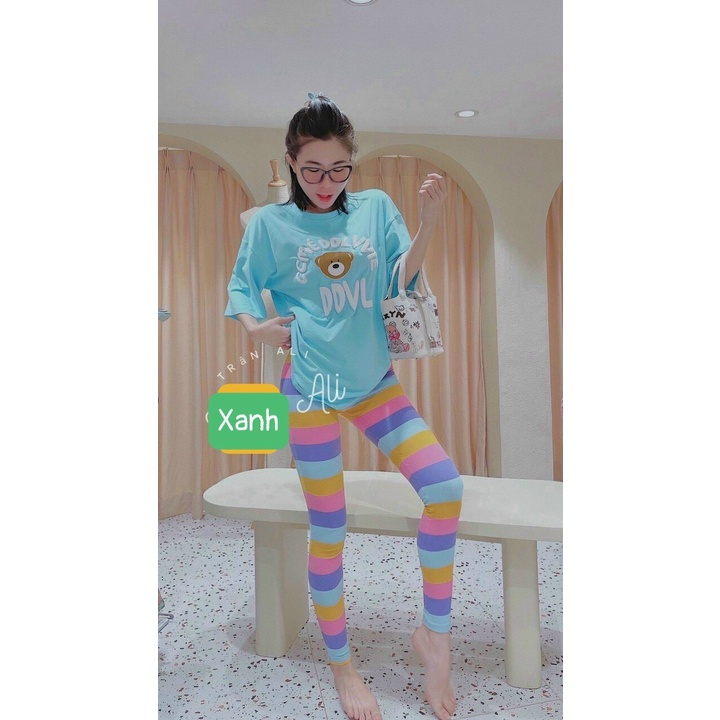 Set bộ thun cầu vồng chất liệu cao cấp, vải cotton mềm mại, thoáng mát, trẻ trung - 𝑲𝒉𝒐 𝒔𝒊̉ 𝑺𝒂̀𝒊 𝑮𝒐̀𝒏 | BigBuy360 - bigbuy360.vn