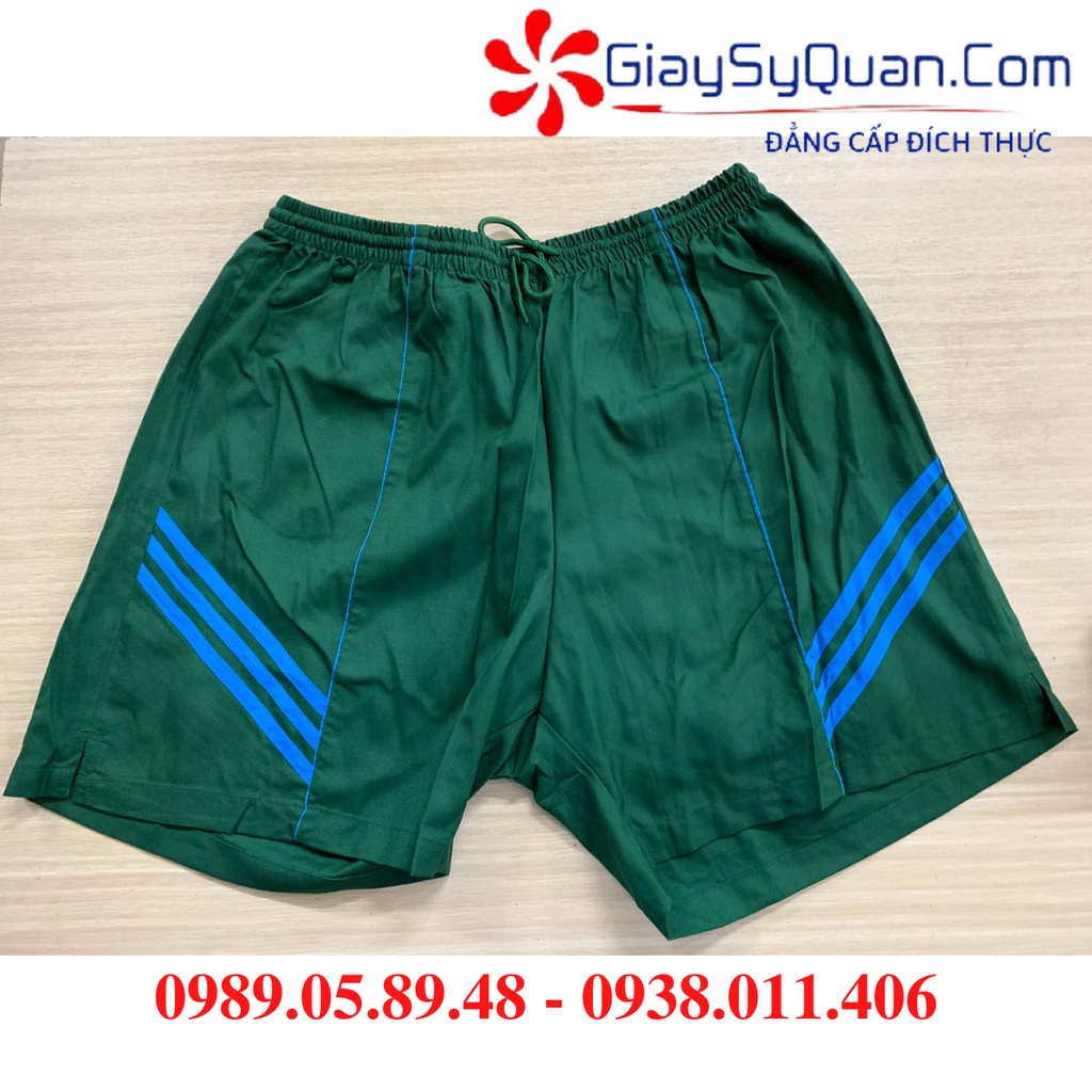 Quần Đùi Xanh Bộ Đội Sọc Chéo Mẫu Mới, Vải cotton mềm loại 1