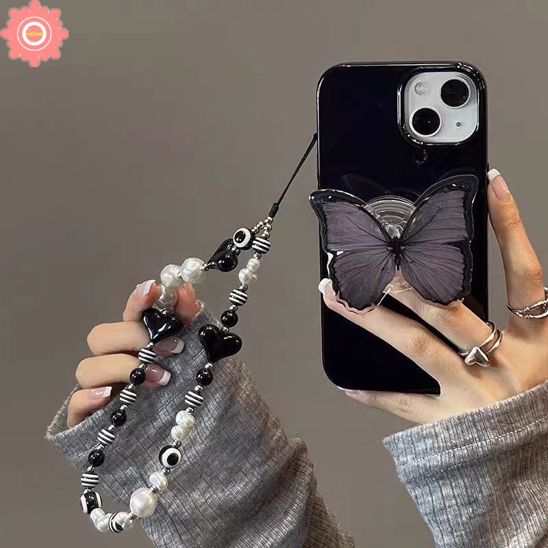 Ốp Điện Thoại Họa Tiết Bươm Bướm Sang Trọng Kèm Giá Đỡ Cho iPhone 11 13 12 14 Pro Max 7Plus 8Plus XR 7 8 X XS Max