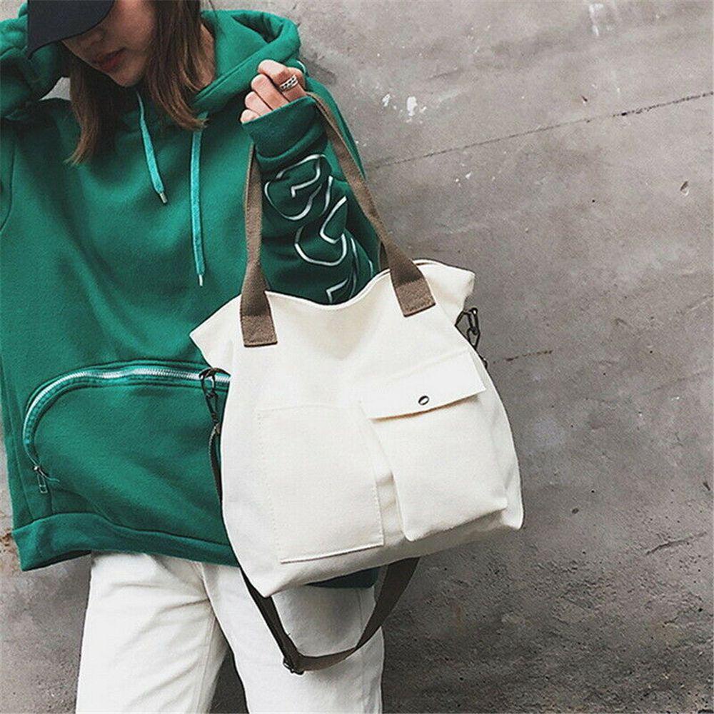 Túi Xách Tay Bằng Vải Canvas Thiết Kế Giản Dị Dành Cho Nữ