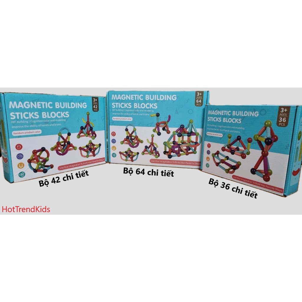 Nam châm xếp hình thông minh cho bé 64 chi tiết