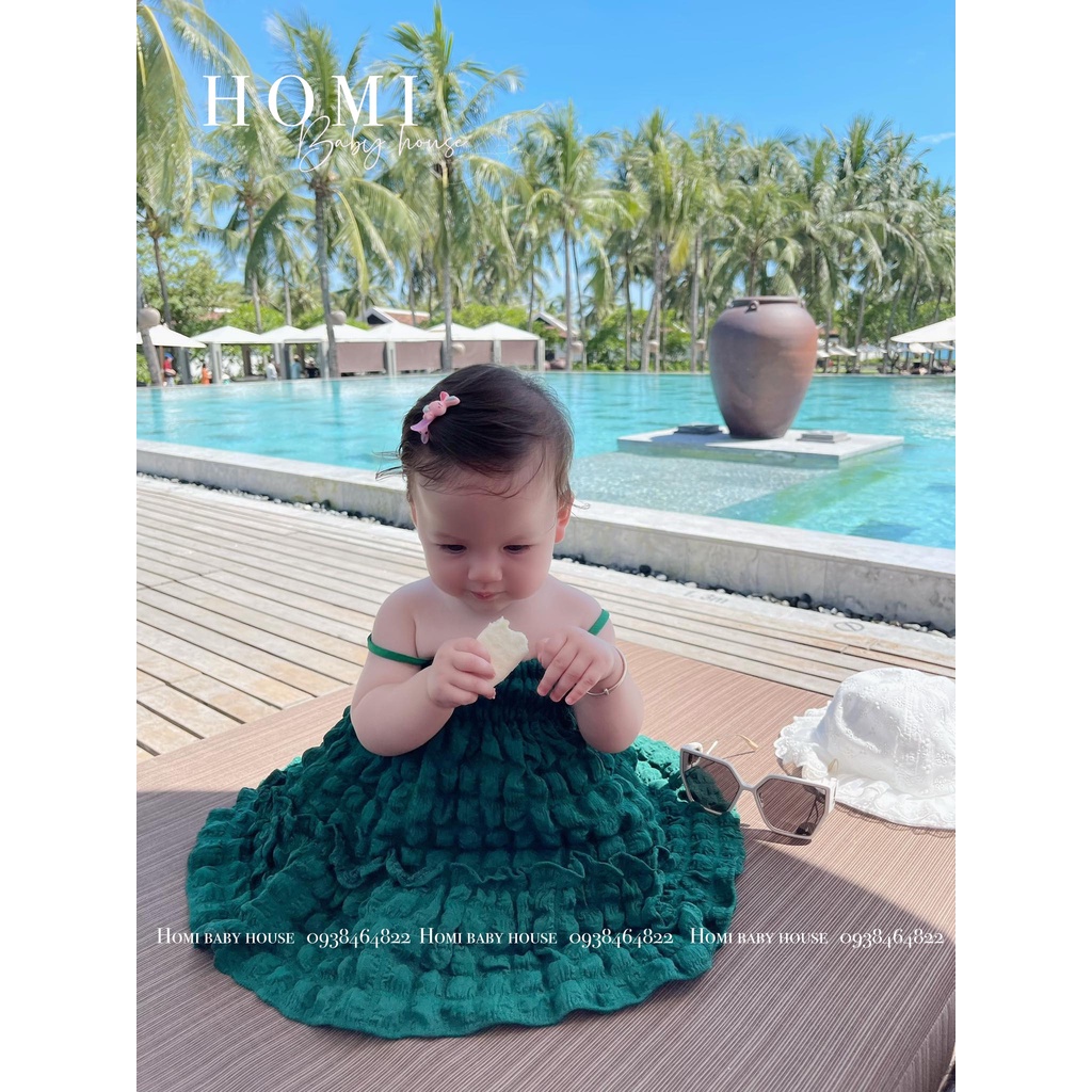 Đầm cho bé bông gòn xanh HOMI BABY HOUSE váy cho bé gái đi chơi dạo phố