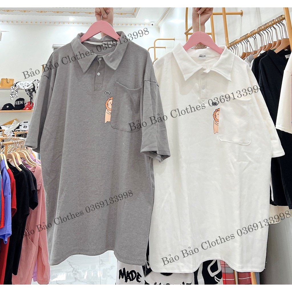 Áo Thun Nam Nữ Polo Cổ Bẻ Hàn Quốc Sư Tử Dày Mịn Thoáng Mát Thiết Kế Thời Trang Kiểu Dáng Năng Động Trẻ Trung