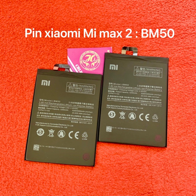 Pin xiaomi mi max 2 zin - kí hiệu trên pin BM50