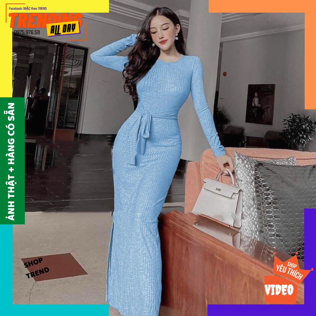 [MÃ GIẢM GIÁ 10K + FREESHIP] Váy body tiểu thư khoét lưng sang chảnh. Váy body dài tay khoét lưng gọi cảm. Full màu | BigBuy360 - bigbuy360.vn