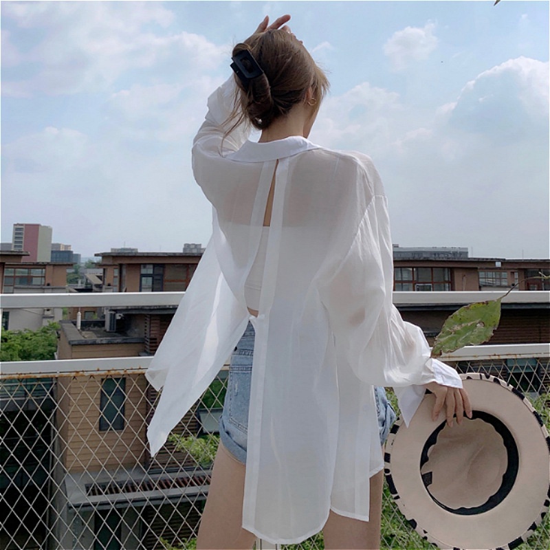 [Augustcloth] Áo sơ mi xẻ lưng thắt dây phong cách Hàn Quốc