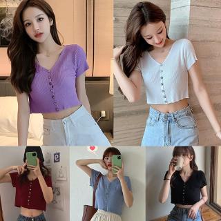 Áo Thun Nữ Ngắn Tay Cổ Chữ V Thời Trang