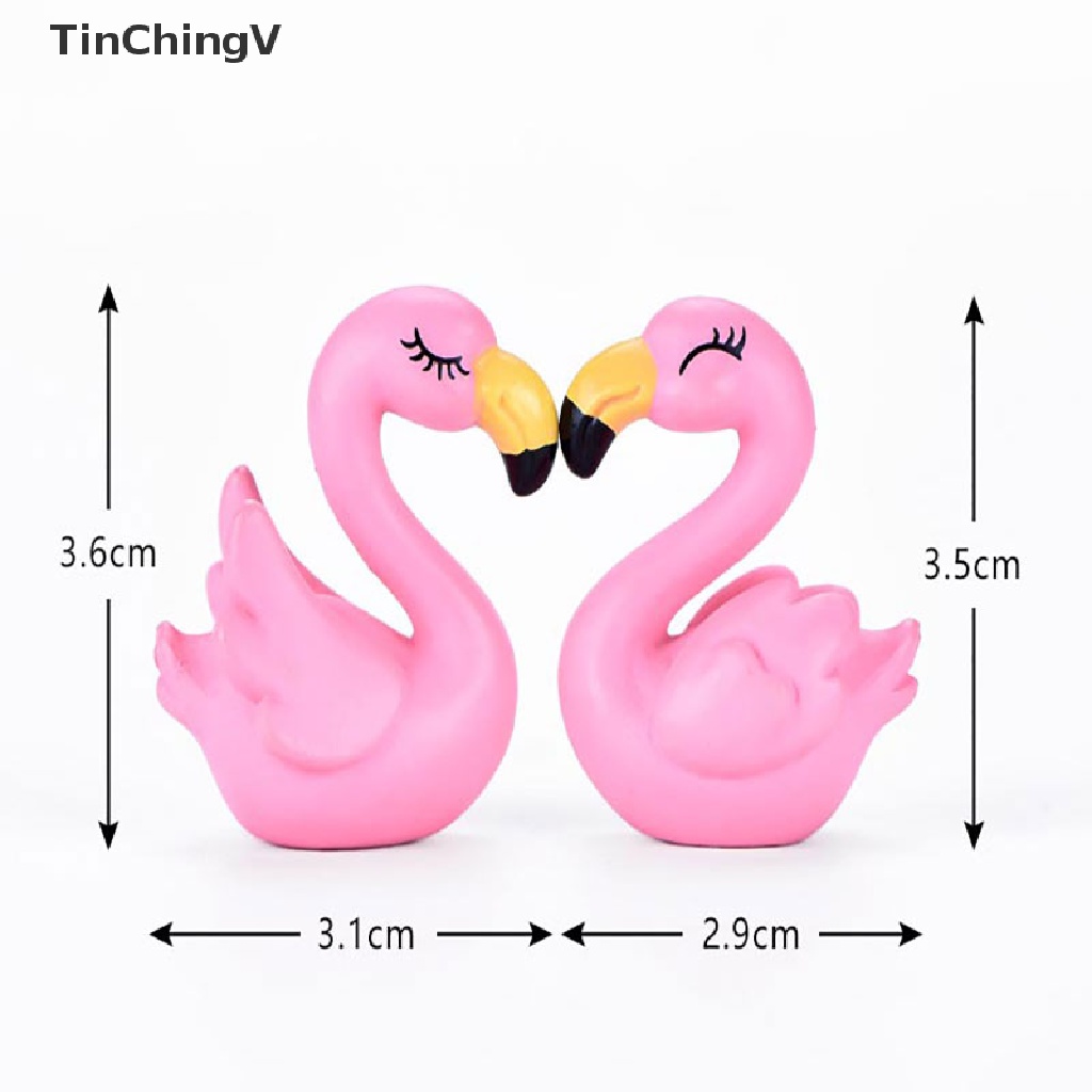 1 Cặp Tượng Chim Hồng Hạc Mini Bằng Nhựa Resin Trang Trí Chậu Cây Bonsai