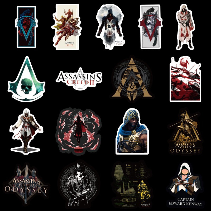 Bộ 50 Sticker Dán Chống Thấm Nước Hình Game Assassin 's Creed-Series