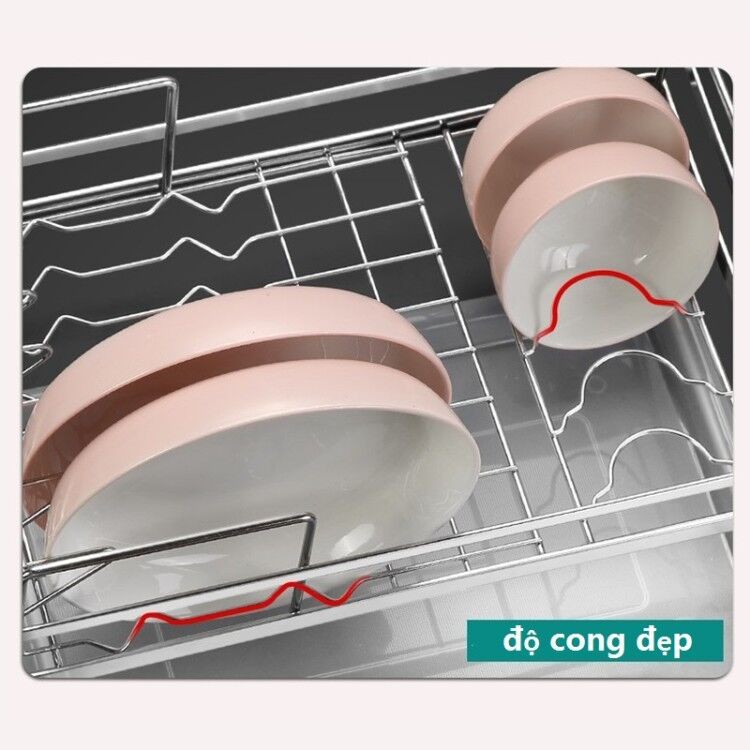 Kệ bếp để chén inox, bao gồm khay nhựa hứng nước