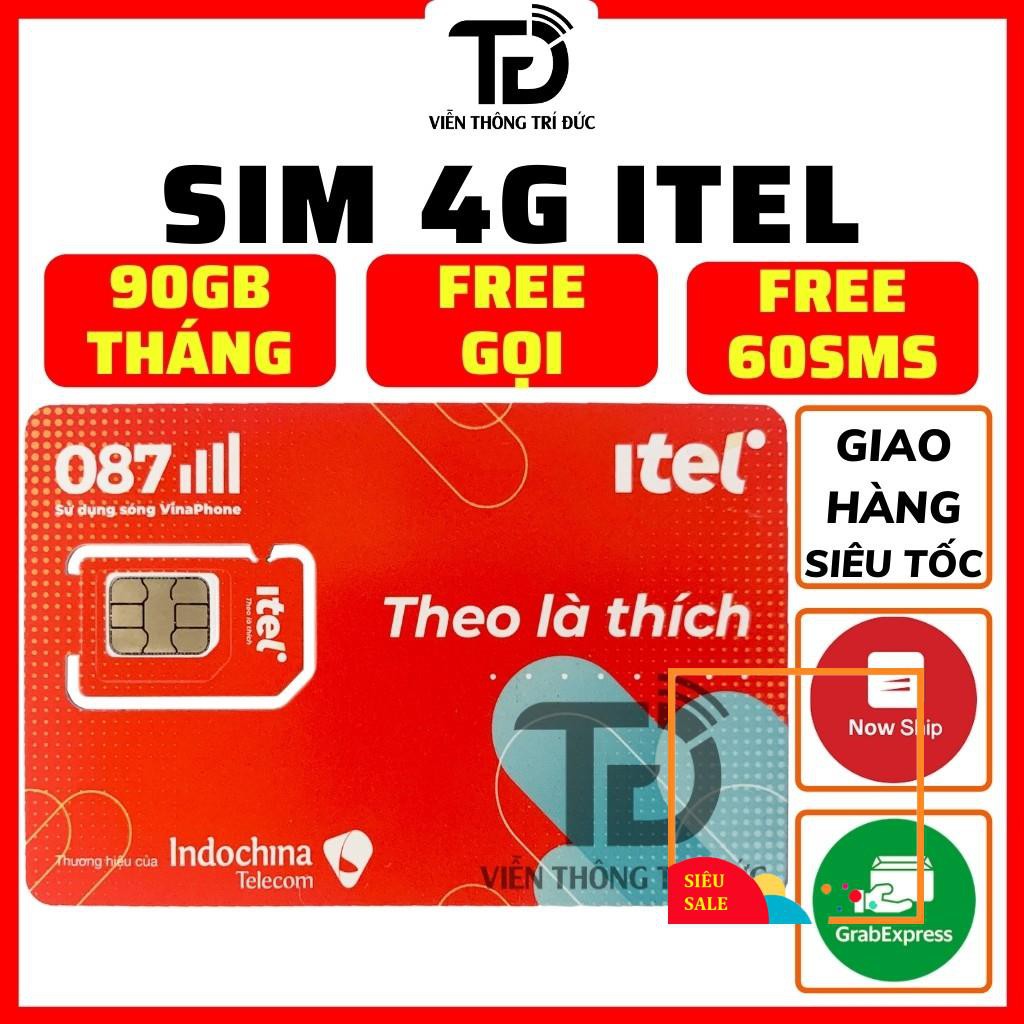 Sim 4G iTelecom MAY77 Data 90Gb/tháng (3Gb/ngày) Gọi Miễn Phí - Nhà mạng mới nạp thẻ vinaphone- ưu đãi khủng
