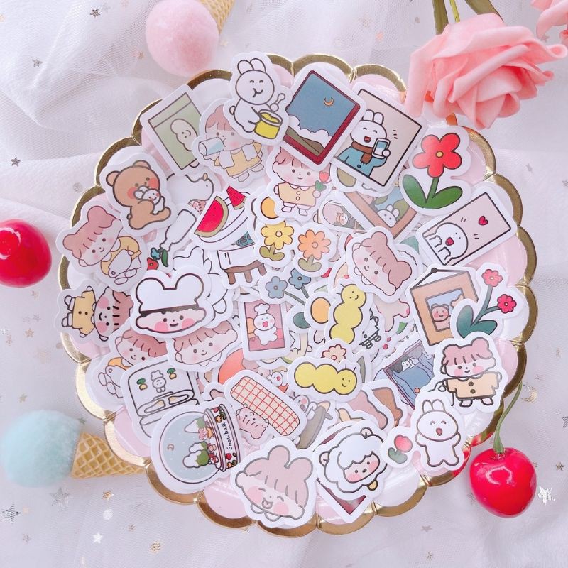 Sét 50 hình dán,  sticker siêu cute