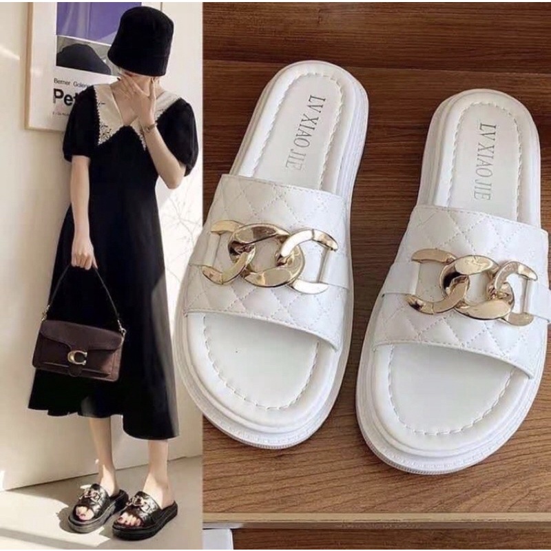 DÉP NỮ ĐẾ BÁNH MÌ TRẦN TRÁM QUAI XÍCH SIÊU NHẸ CỰC HOT