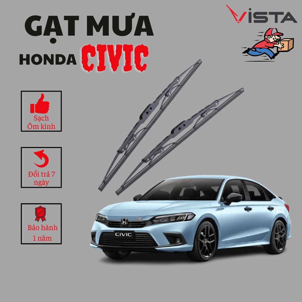 Gạt mưa xương sắt cho xe Honda Civic thương hiệu VISTA thân cứng siêu bền chính hãng