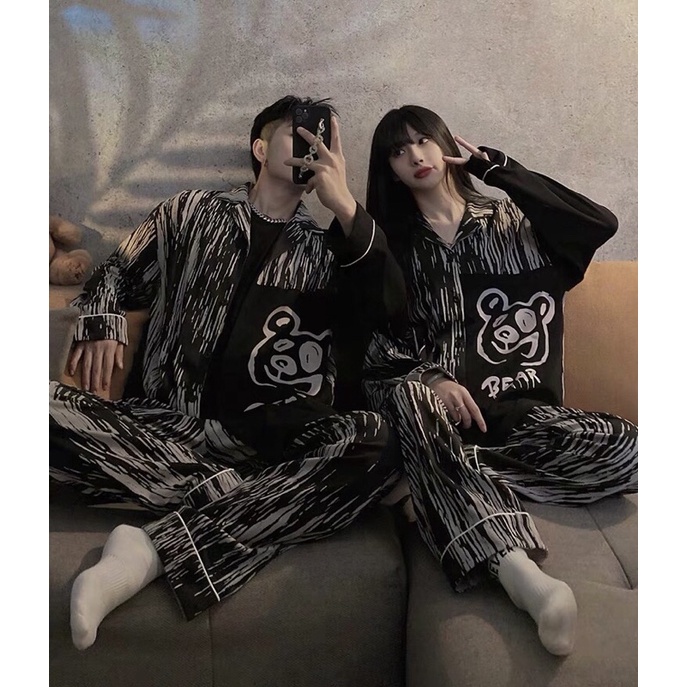 Bộ đồ ngủ nam nữ gấu bear chất cotton xịn loại 1 form rộng siêu thoáng và thoải mái