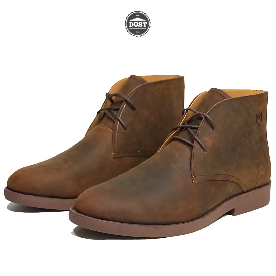 Giày cao cổ nam da bò sáp ngựa điên cao cấp phong cách bụi bặm Chukka Boots Mad Brown