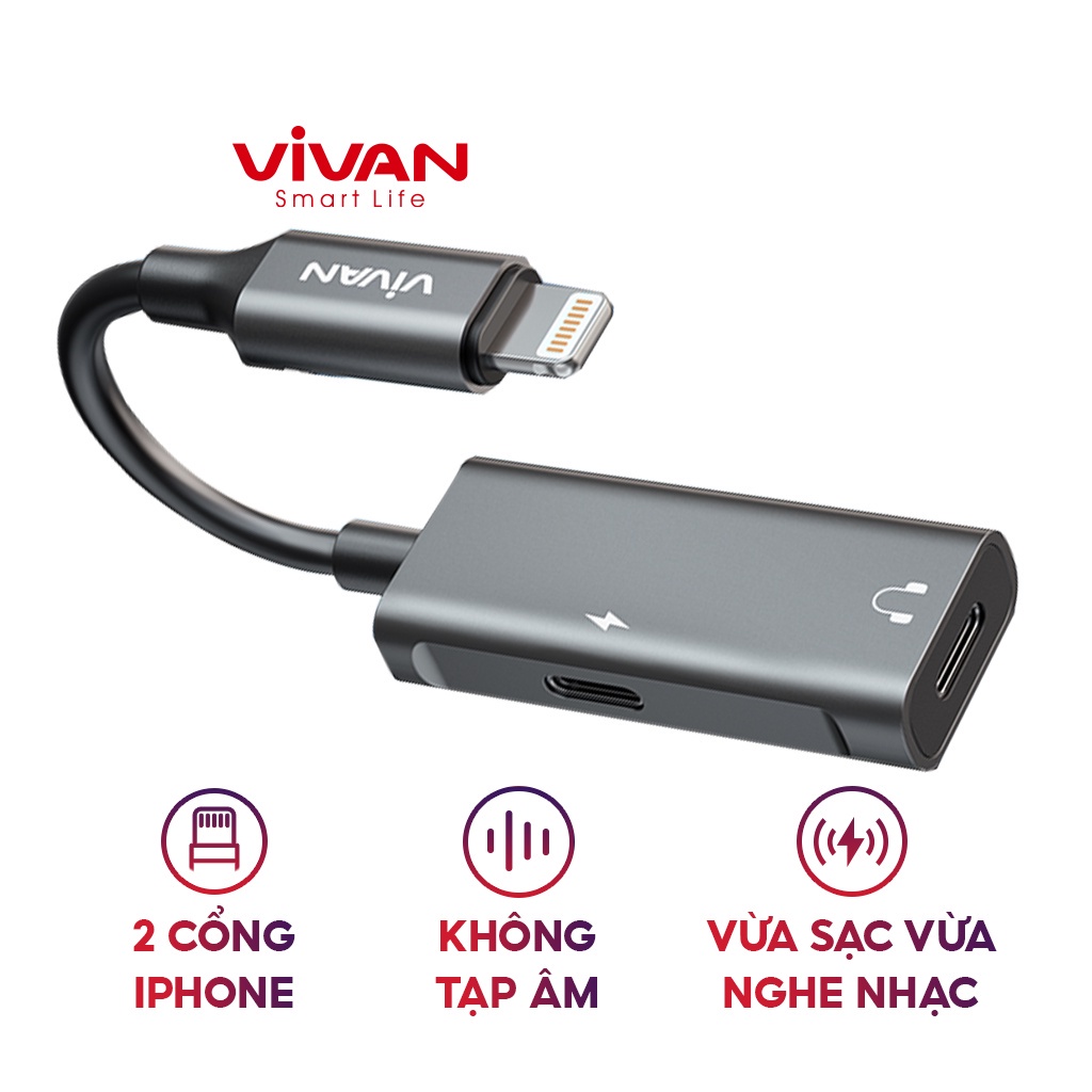 Thiết bị chuyển đổi cổng VIVAN VAL02 đen xám - hỗ trợ đàm thoại dễ dàng - bảo hành chính hãng 12 tháng