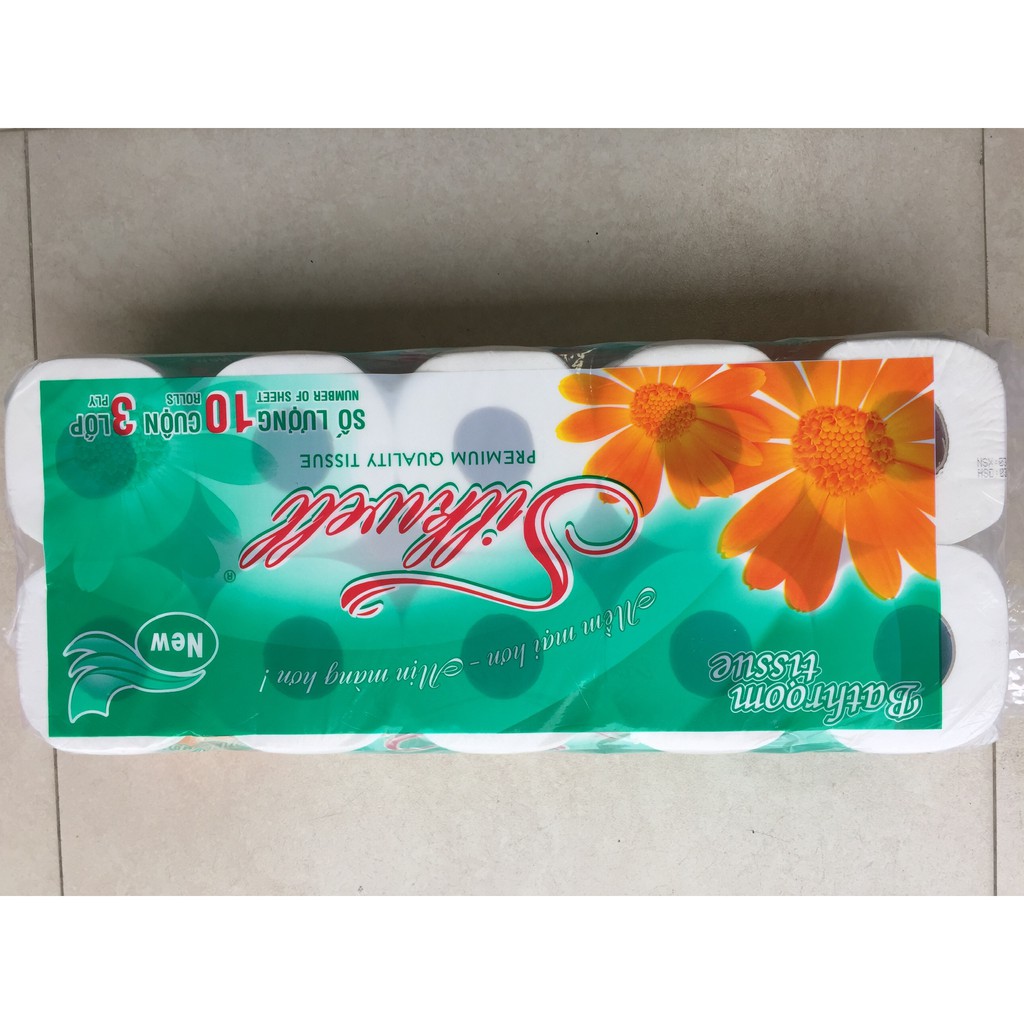 Giấy vệ sinh CAO CẤP 10 cuộn 3 lớp Xanh ngọc - SilkWell