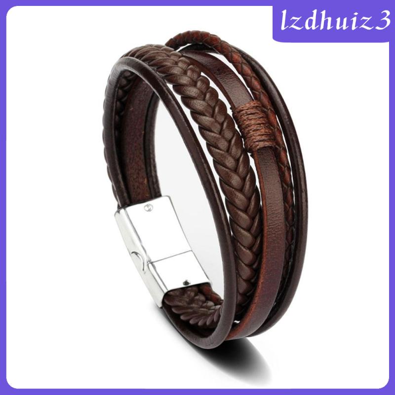 Vòng Đeo Tay Dây Da PU Bện lzdhuiz3 Dành Cho Nam