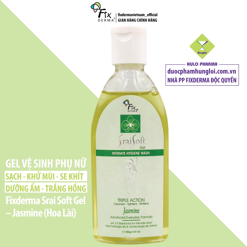 Gel Vệ Sinh Phụ Nữ Khử Mùi, Giữ Ẩm, Se Khít  Fixderma Srai Soft Gel - Jasmine Hương Hoa Lài 100g