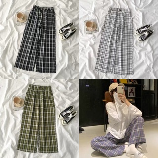 SẴN | Quần kẻ ulzzang ống rộng