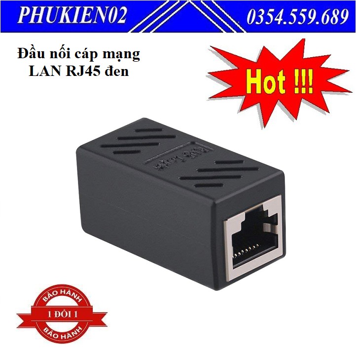 Đầu nối cáp mạng 1-1 đen, đầu nối cáp mạng LAN RJ45 đơn giản nhanh chóng,đảm bảo tín hiệu truyền tải ổn định