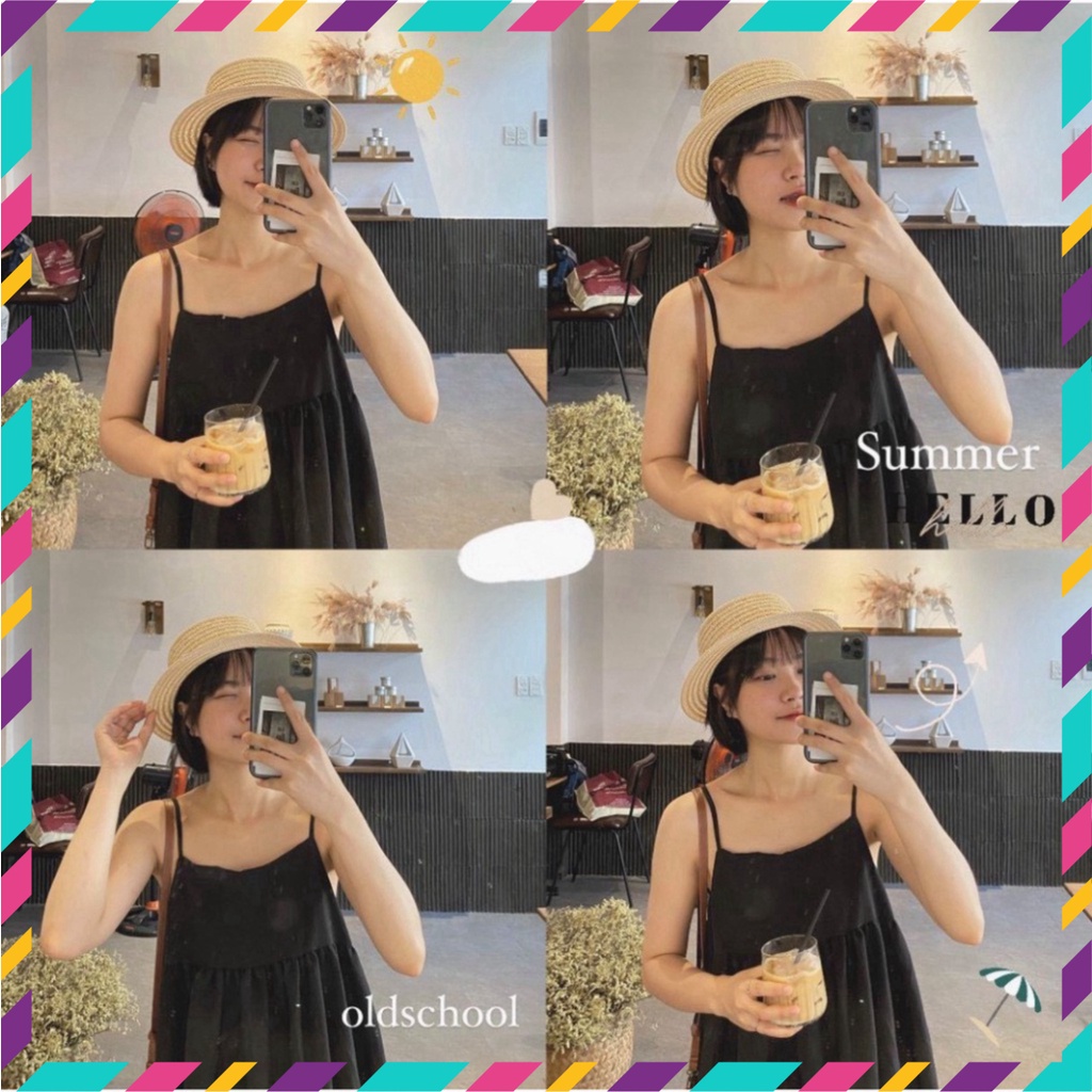 Váy 2 Dây Nữ Dáng Xòe Bồng Đi Biển Đi Chơi Siêu Xinh | BigBuy360 - bigbuy360.vn