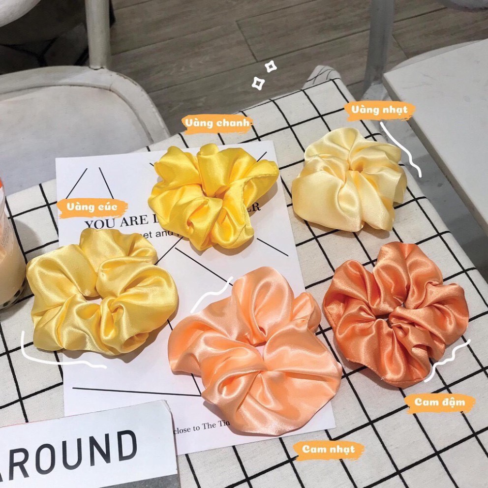 Dây Cột Tóc Vải Scrunchies Lụa Bóng  Hot
