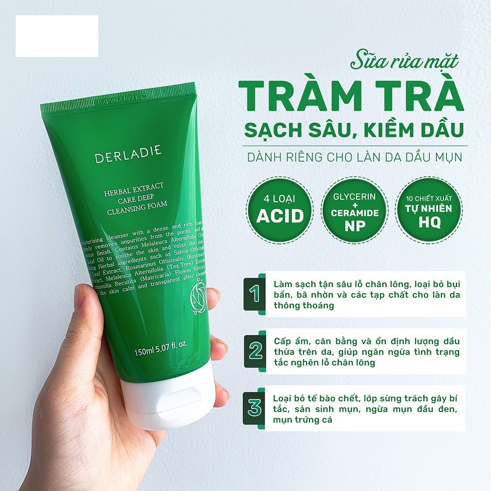 Sữa Rửa Mặt Derladie Herbal Extract Care Deep Cleansing Foam 150ml