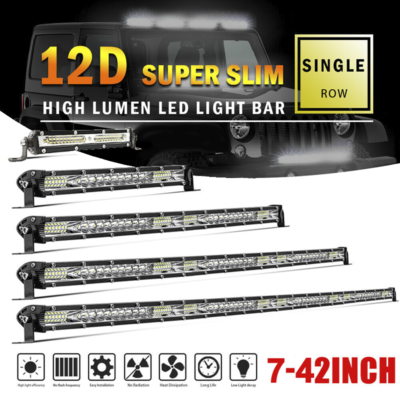 Thanh đèn LED làm việc siêu mỏng 7-32inch 12V 24V cho xe tải 4x4 UAZ