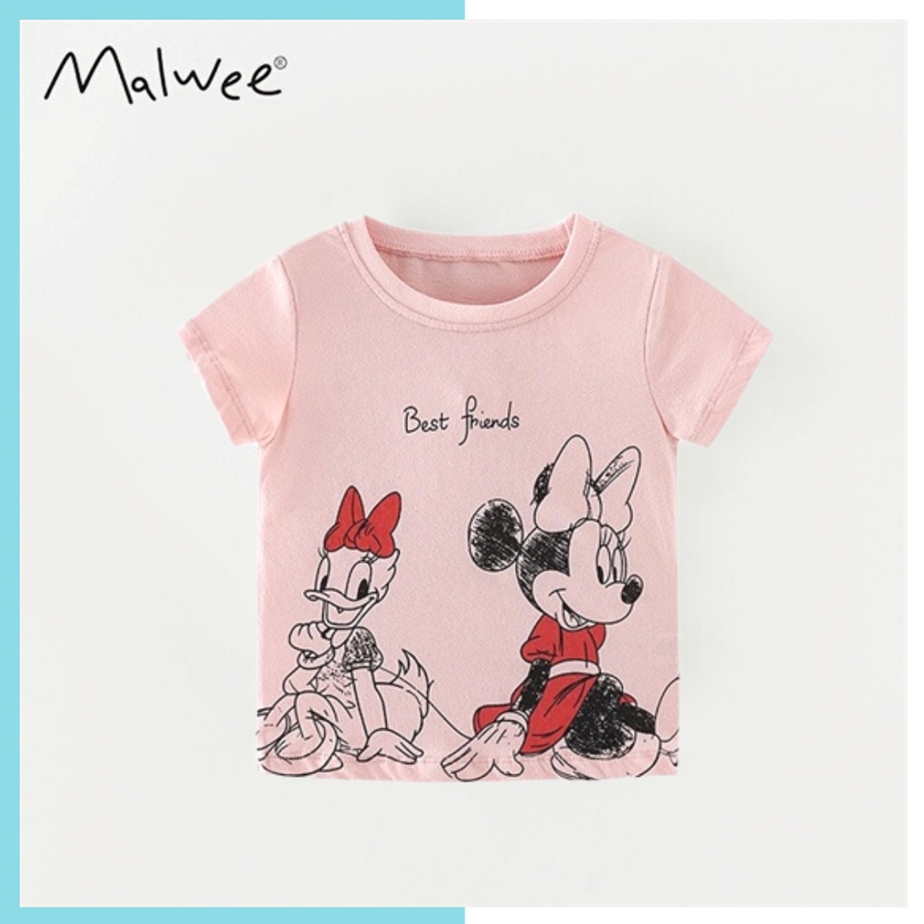 Áo thun hè cotton Malwee hồng Minnie và vịt MW7244 cho bé gái 2-8 tuổi Mẫu mới 2022 - Little Maven Official Store