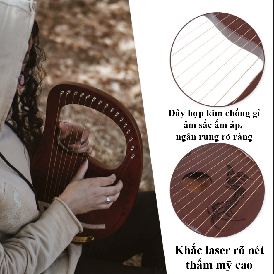 Đàn Lyre 16 dây 19 dây Hope Music - Tặng full phụ kiện