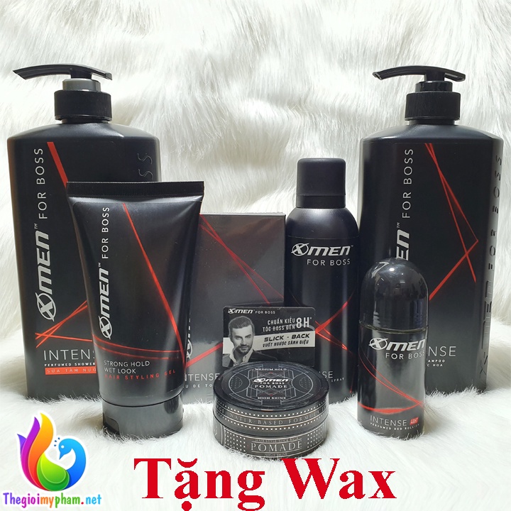 Combo XMen For Boss Intense: Dầu Gội 650g+Sữa Tắm 650g+Xịt Khử Mùi 150ml+Nước Hoa 49ml+Lăn 50ml+Gel 150g