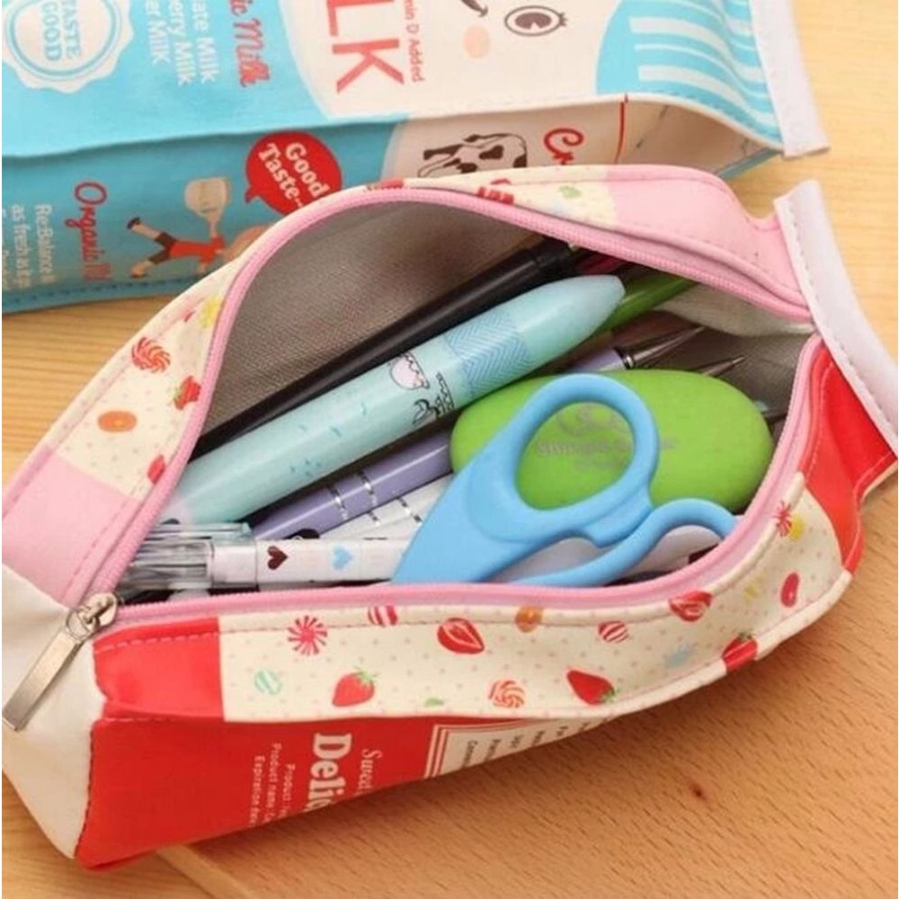 Túi đựng bút hình dạng hộp sữa bằng da PU chất lượng cao