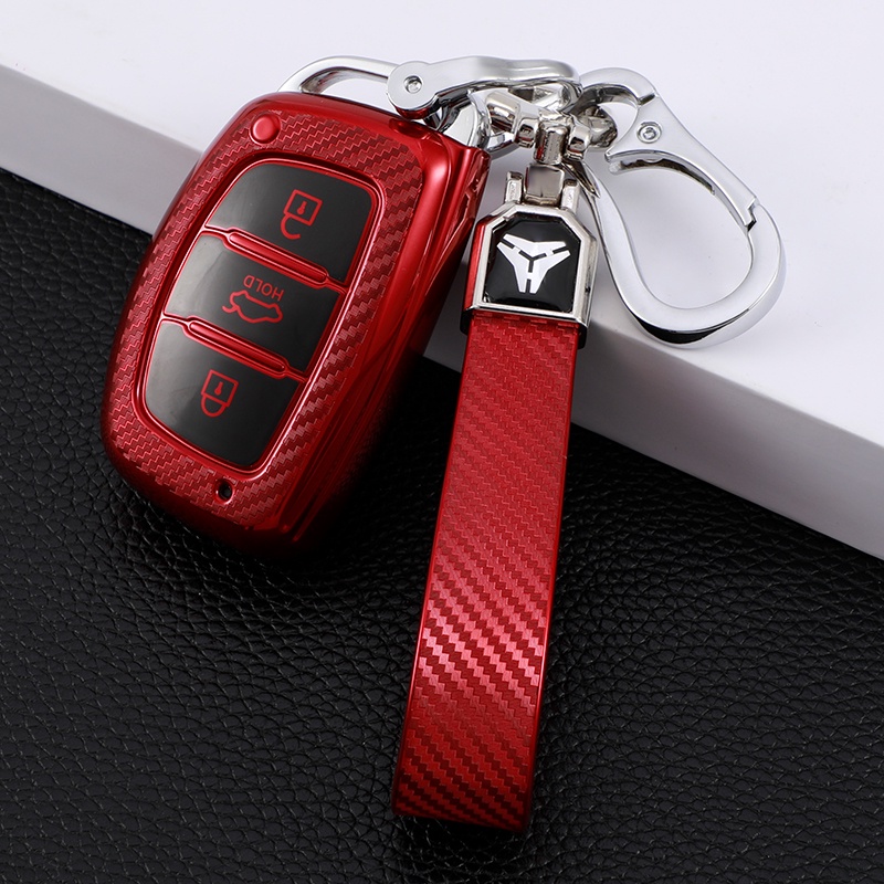 Vỏ Bọc Chìa Khóa Bằng Sợi Carbon Cho Xe Hyundai Creta I10 I20 Tucson Elantra Santa Fe