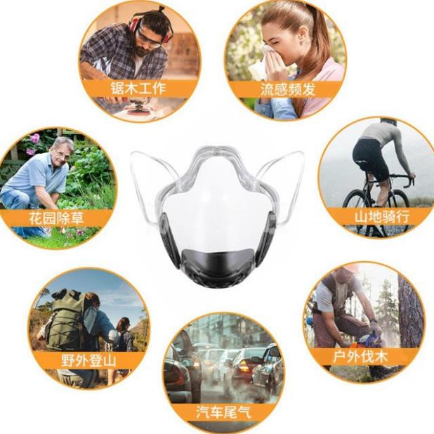 [HÀNG MỚI]khẩu trang nhựa  FACE SHIELD có lỗ thông hơi kèm 3 miếng đệm mút