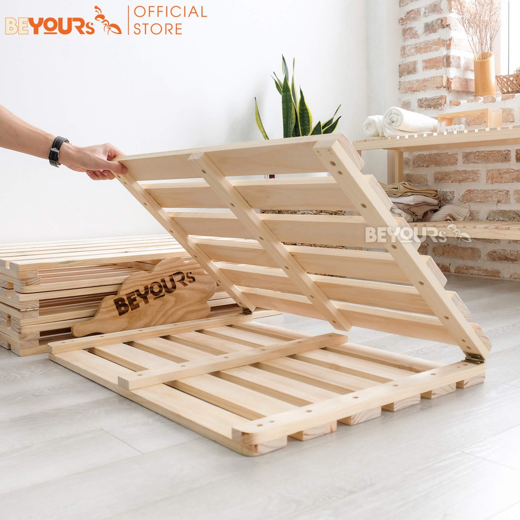 Giường Ngủ Pallet Gỗ Thông BEYOURs Skinny Gấp Xếp Gọn Thông Minh Kiểu Nội Thất Lắp Ráp