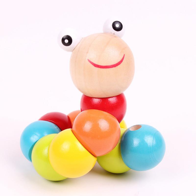 Đồ Chơi Con Sâu Ong Gỗ Uốn Dẻo Nhiều Màu Sắc Đáng Yêu Cho Bé