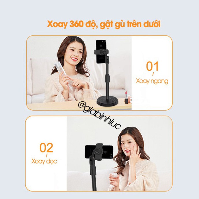 Giá đỡ điện thoại để bàn đa năng xoay 360 độ điểu chỉnh trên dưới hỗ trợ livestream xem phim, quay video ,học bài online | BigBuy360 - bigbuy360.vn