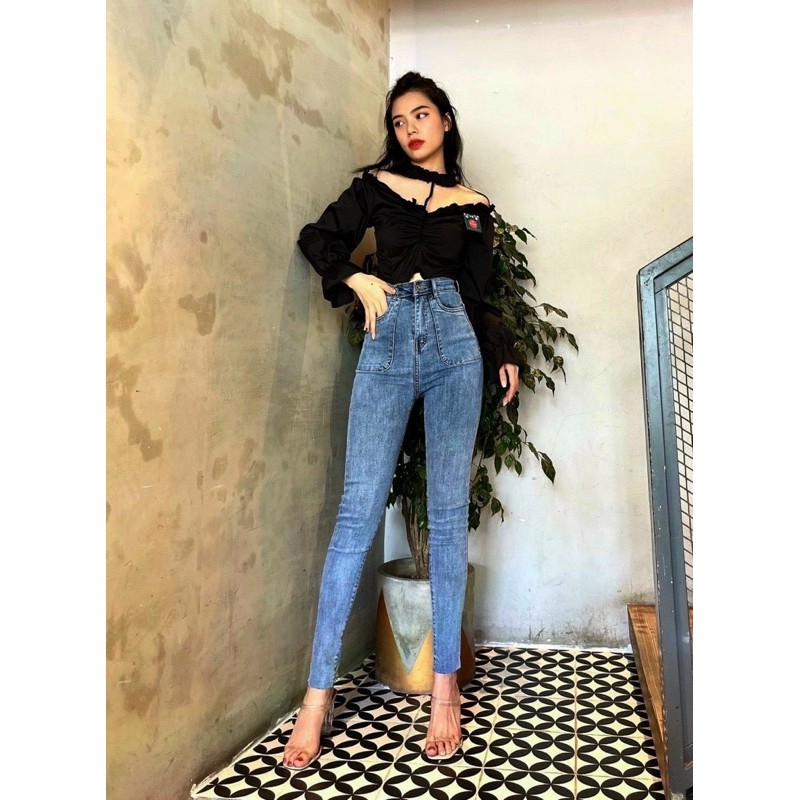 Quần jeans ôm body lưng siêu cao TÚI DÀI