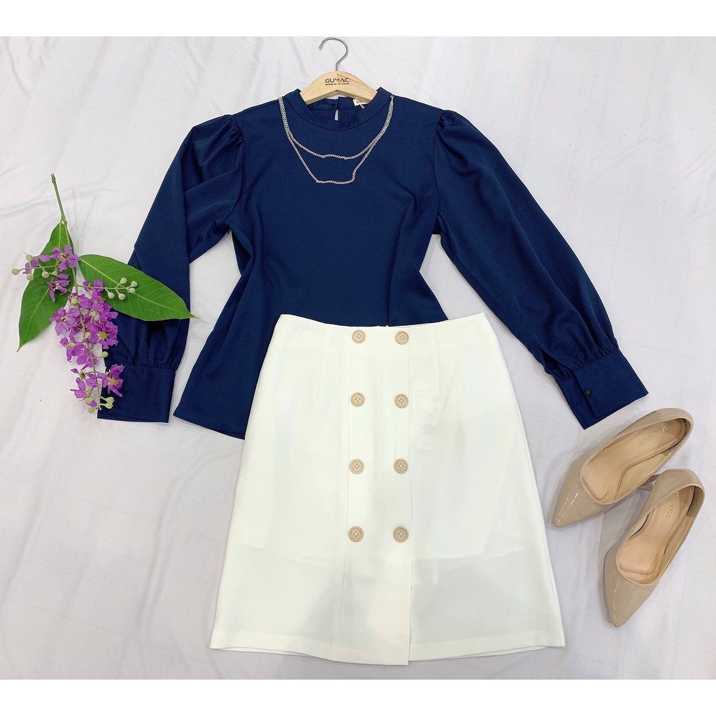 [Mã WABRGM11 giảm 10% đơn 250K] Áo sơ mi nữ tay dài phối phụ kiện GUMAC nhiều màu cao cấp AB556 | BigBuy360 - bigbuy360.vn