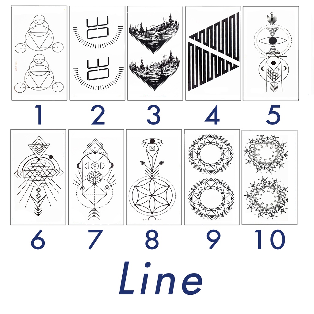 Hình Xăm Dán Giả Nước Mini Tattoo Trắng Đen Line Geometric