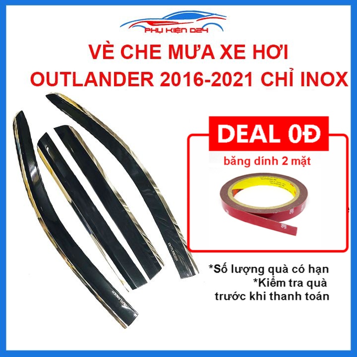 Vè mưa Outlander 2016-2021 vè chỉ inox che mưa bảo vệ xe