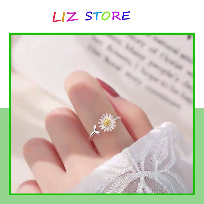 Nhẫn Hoa Cúc💖𝑭𝑹𝑬𝑬𝑺𝑯𝑰𝑷💖Nhẫn Bạc Cúc Họa Mi