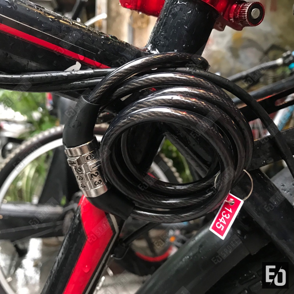 Khóa Dây Chống Trộm Xe Đạp ,Xe Máy Mật Khẩu 4 Số Lõi Thép 8mm Siêu Bền  - EO.sportDZ