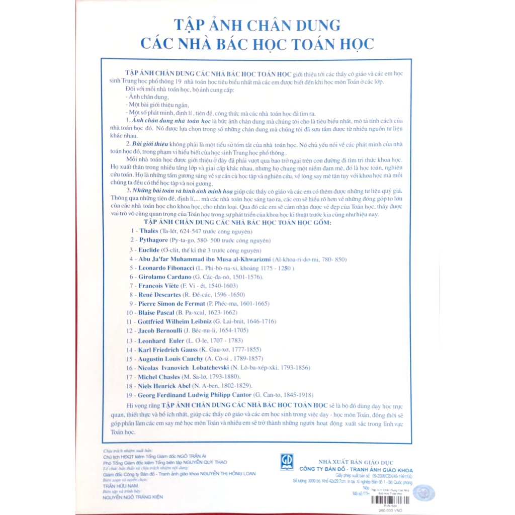 Sách - Tập Ảnh Chân Dung Các Nhà Bác Học Toán Học