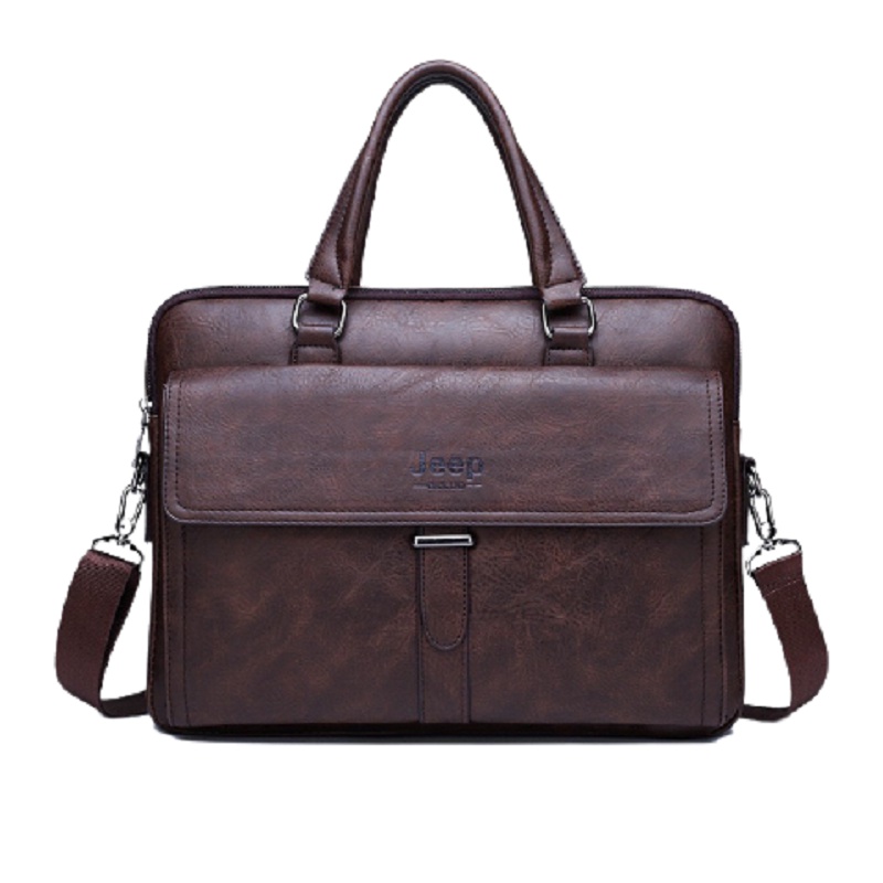 Túi xách cặp da đựng laptop công sở JEEP BULUO T81 38x27x6cm (Nâu đậm - Nâu sáng - Đen)