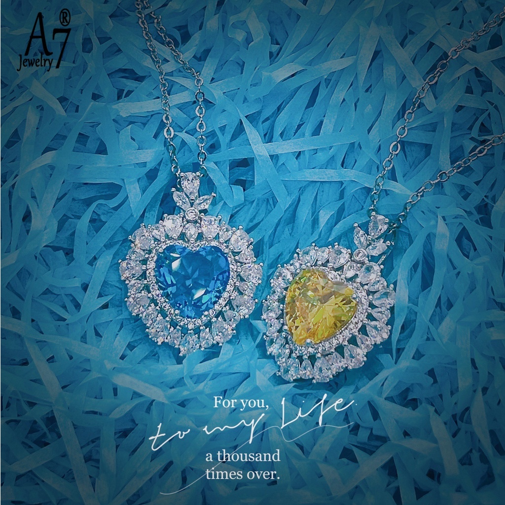 Vòng cổ Mặt Trái Tim Đính Đá A7 Nhiều Màu Sắc