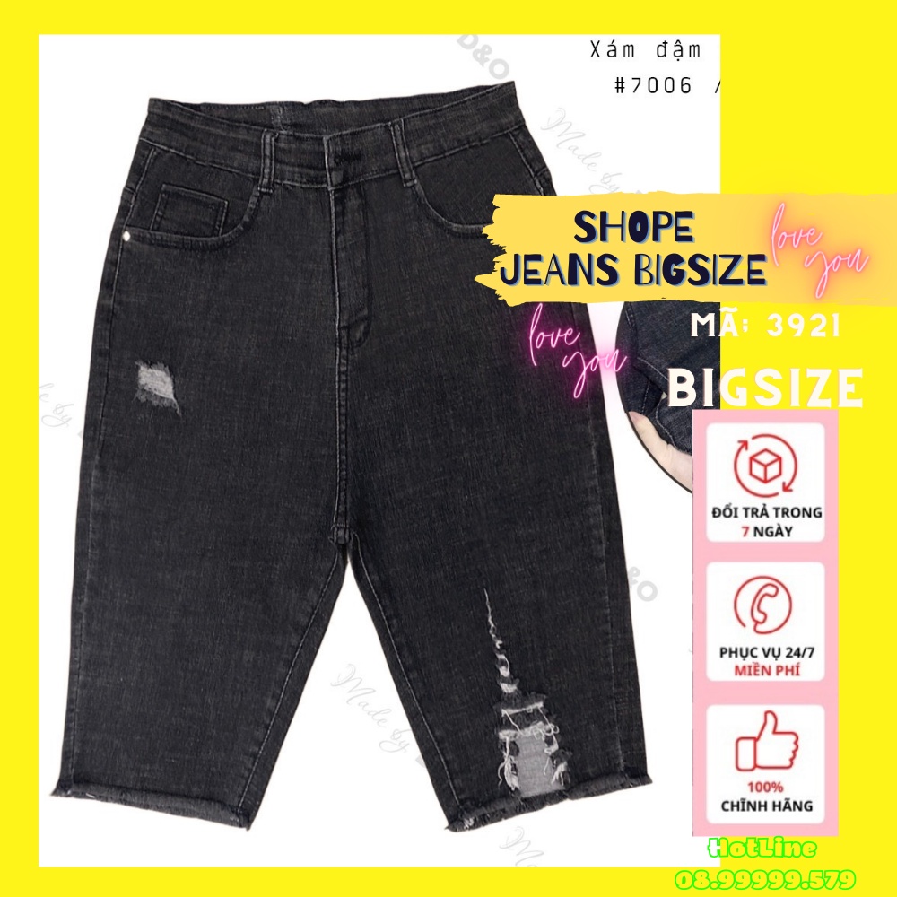 [Size 32-36] Quần Ngố Jeans Nữ Bigsize, Lưng Cao Trên Rốn, Co Giãn Mạnh